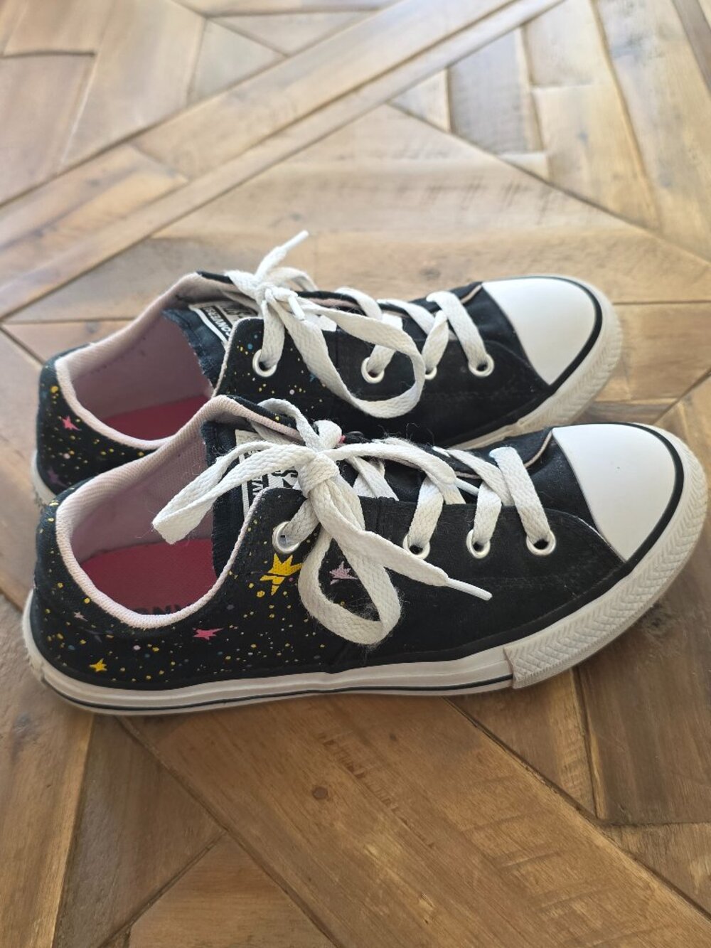 Girls Star Converse Sneakers, Size 2